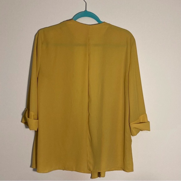 Si Style Brand Chiffon Mustard Jacket with Champagne Sequin Collar | Size M - Picture 2 of 11
